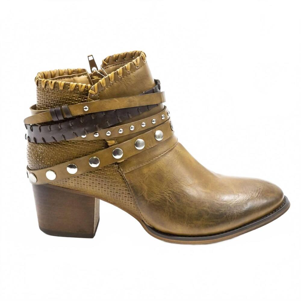 NEW PATRIZIA women's strappy boots in camel